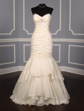 INES DI SANTO Brigitte Ivory Strapless Fitted Mermaid Silk Wedding Dress Bridal